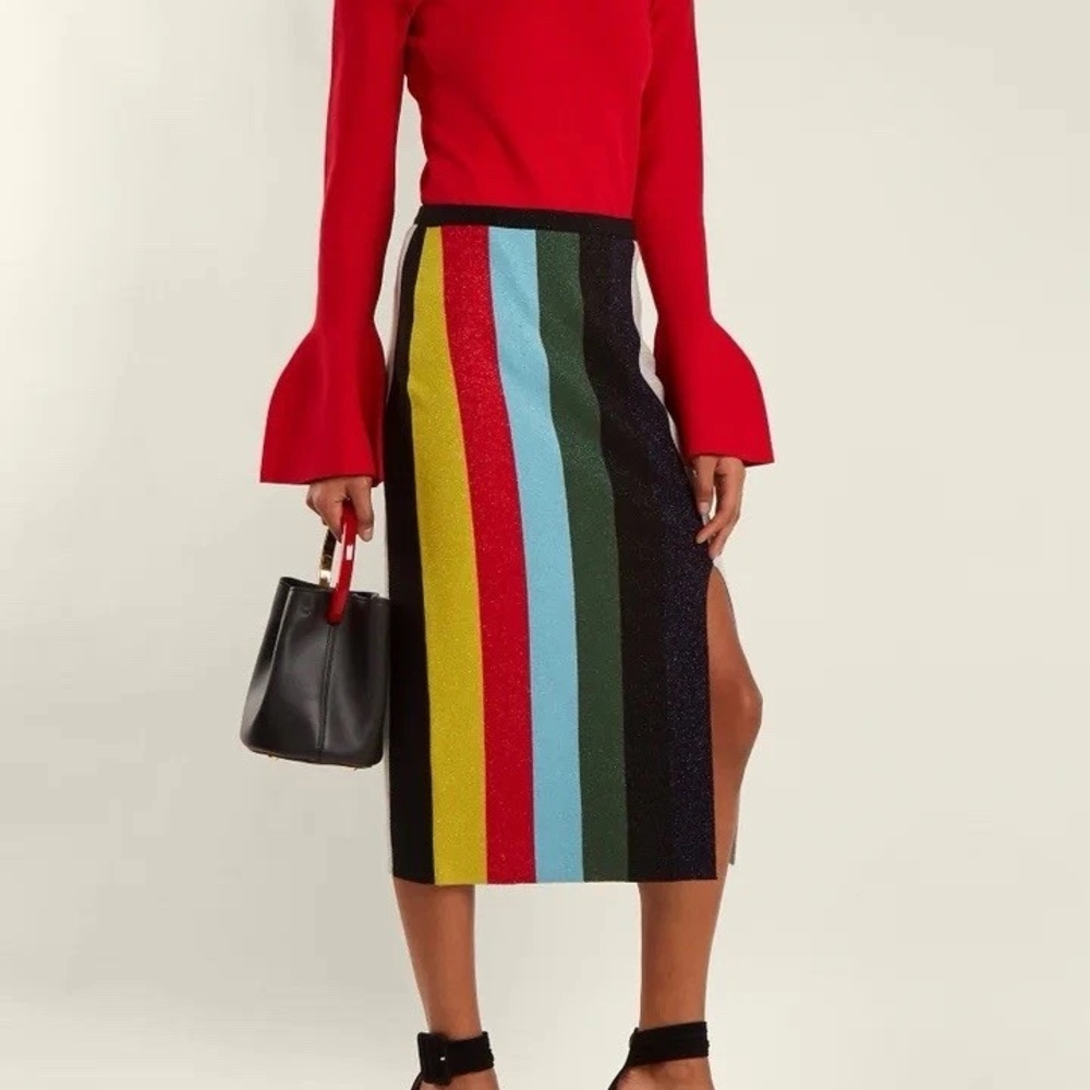 Diane Von Furstenberg Multicolor Striped Midi Skirt